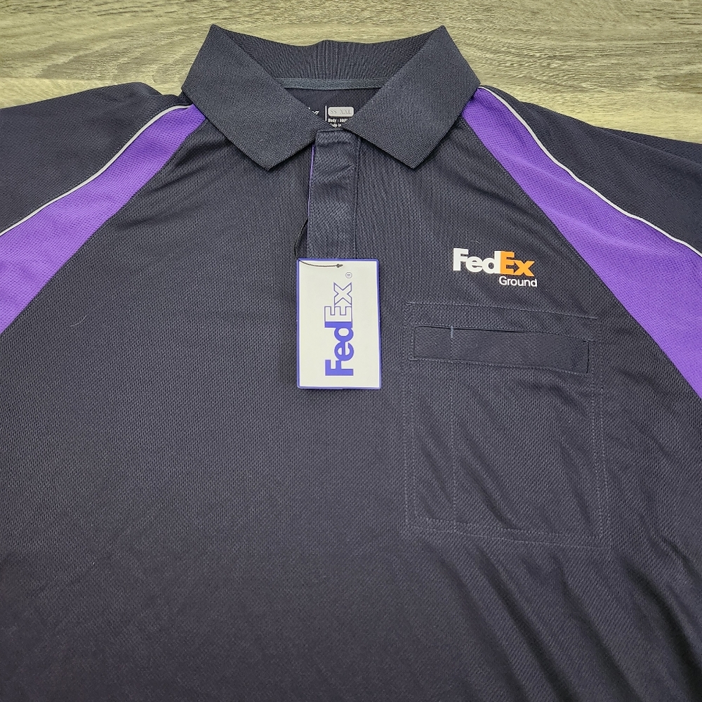 FedEx Ground Uniform Polo Shirt Men's XXL by Stan Hermes Black Purple 2XL NEW